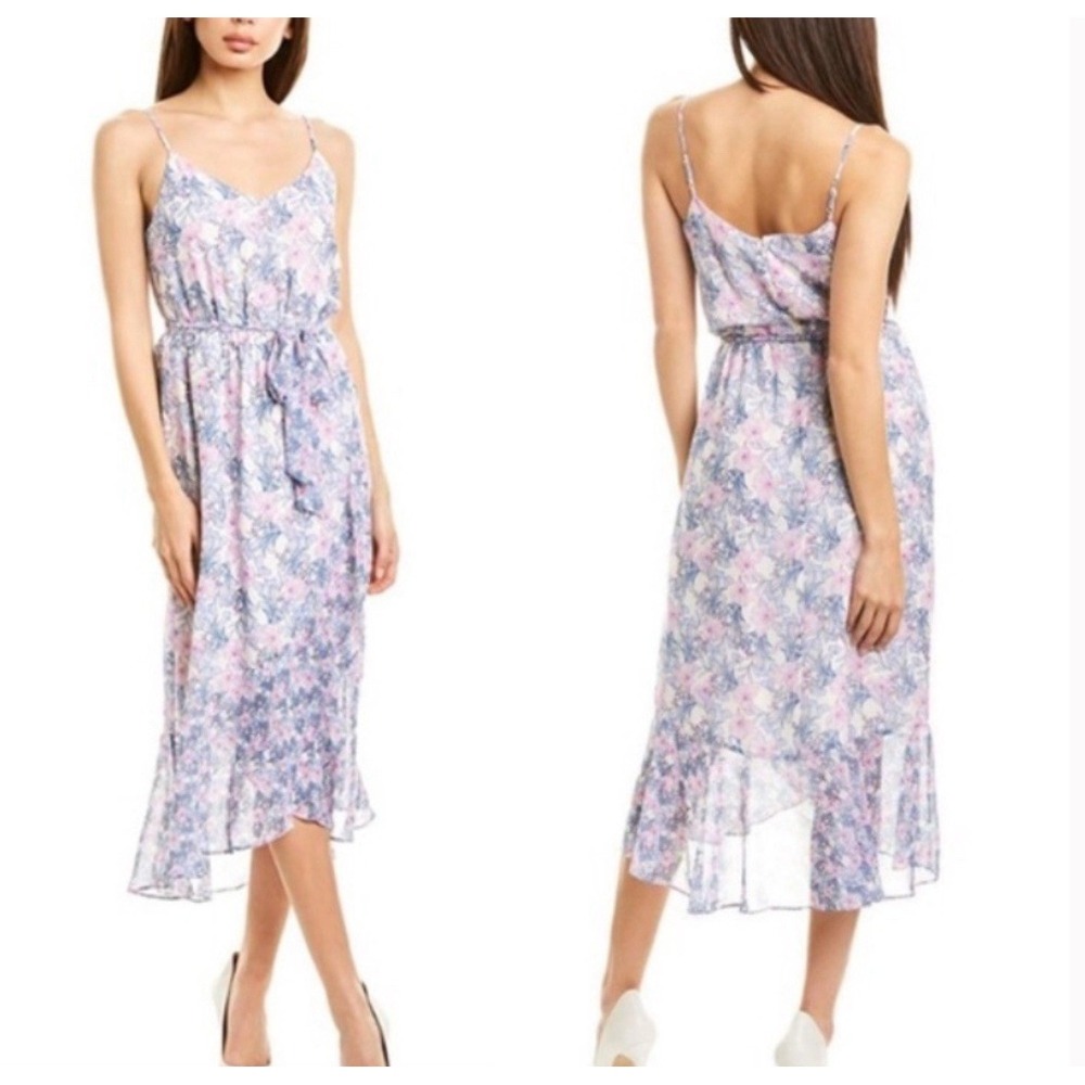 Vince Camuto Women's White Floral Ruffled Midi Dress Ruffle Size 14 New $139